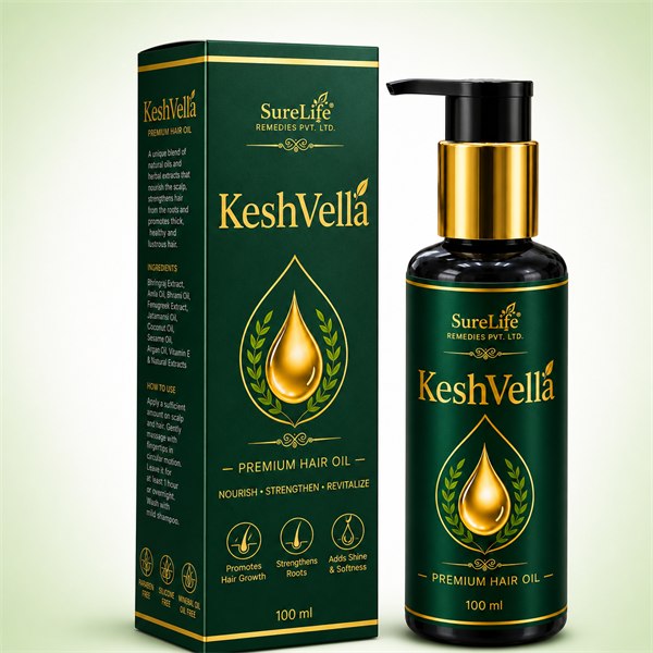 KeshVella Premium Hair Oil bottle and packaging