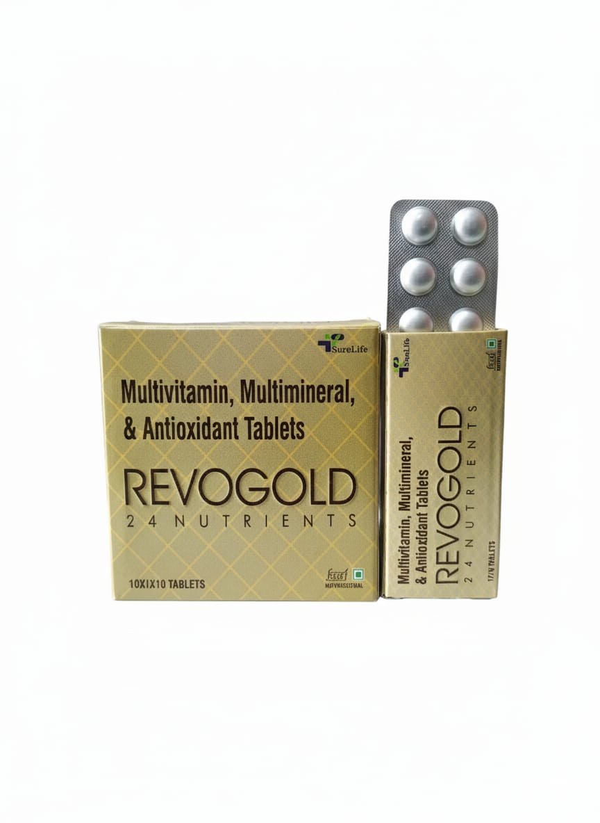 Revogold 24 K Multivitamin Tablet packaging and blister