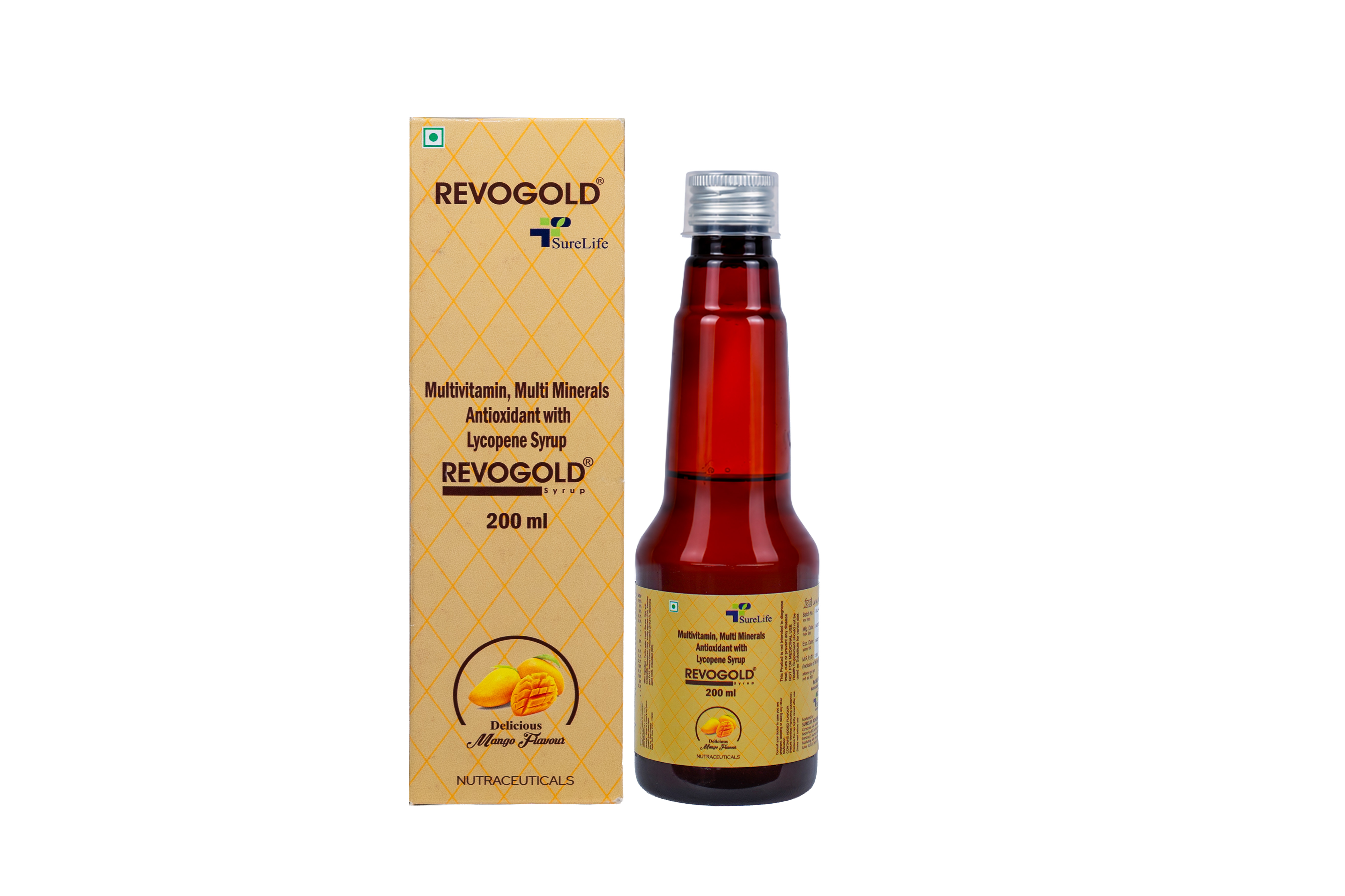 Revogold Syrup bottle and packaging